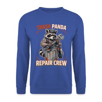 Trash Panda Reparatur Crew - Unisex Pullover - Royalblau - Vorne - Alina (178cm) & Michal (187cm)