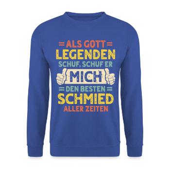 Schmied - Unisex Pullover - Royalblau - Vorne - Alina (178cm) & Michal (187cm)