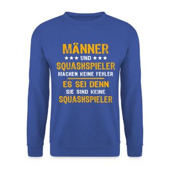 Squashspieler Squash - Unisex Pullover - Royalblau - Vorne - Alina (178cm) & Michal (187cm)