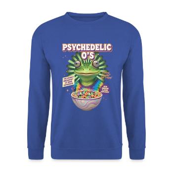 Trippy goa Trance Cereals Hippie Mushroom Rave - Unisex Pullover - Royalblau - Vorne - Alina (178cm) & Michal (187cm)