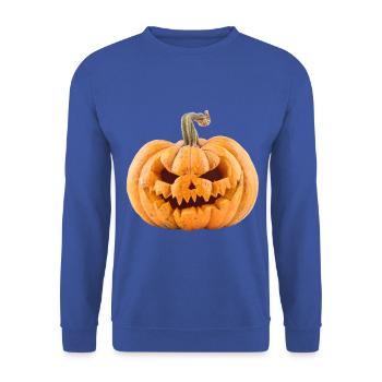 Pumpkin Halloween - Unisex Pullover - Royalblau - Vorne - Alina (178cm) & Michal (187cm)