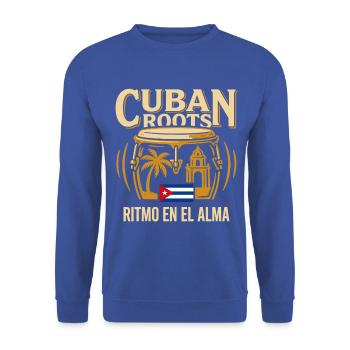Kubanische Wurzeln - Unisex Pullover - Royalblau - Vorne - Alina (178cm) & Michal (187cm)
