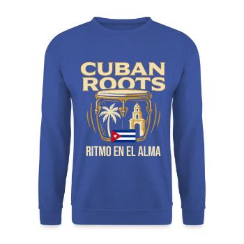 Kubanische Wurzeln - Unisex Pullover - Royalblau - Vorne - Alina (178cm) & Michal (187cm)