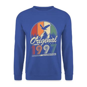 Original 1997 Jahrgang Vintage Geburtstag Retro - Unisex Pullover - Royalblau - Vorne - Alina (178cm) & Michal (187cm)