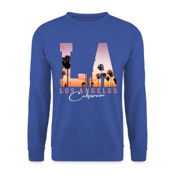 Los Angeles Sunset Palms  - Unisex Pullover - Royalblau - Vorne - Alina (178cm) & Michal (187cm)