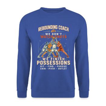 Rebounding Coach – Wir Beenden Possessions - Unisex Pullover - Royalblau - Vorne - Alina (178cm) & Michal (187cm)