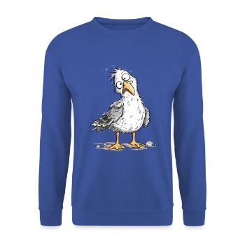 Lustige Möwe Cartoon I Küste Meer Vogelhumor - Unisex Pullover - Royalblau - Vorne - Alina (178cm) & Michal (187cm)