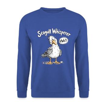 Seagull Whisperer I Lustige Möwe Maritim Spruch - Unisex Pullover - Royalblau - Vorne - Alina (178cm) & Michal (187cm)