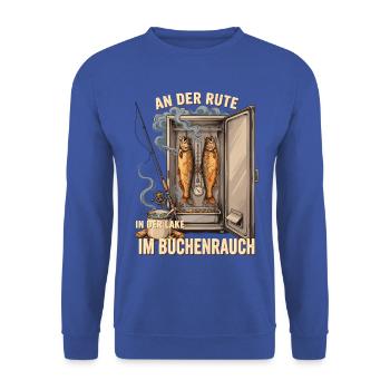Fischräucherabend am See - Unisex Pullover - Royalblau - Vorne - Alina (178cm) & Michal (187cm)