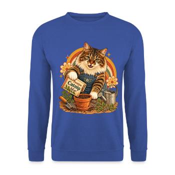 Katzenminze-Gärtner - Unisex Pullover - Royalblau - Vorne - Alina (178cm) & Michal (187cm)