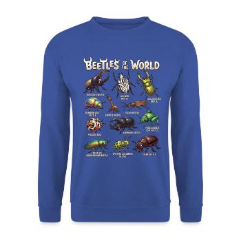Beetles of the World Insect Infographic - Unisex Pullover - Royalblau - Vorne - Alina (178cm) & Michal (187cm)
