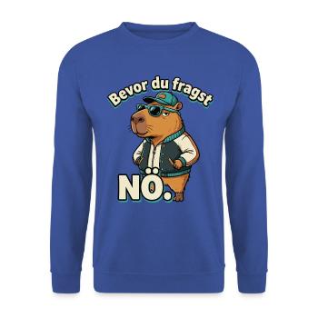 Bevor Du Fragst Nein Capybara - Unisex Pullover - Royalblau - Vorne - Alina (178cm) & Michal (187cm)