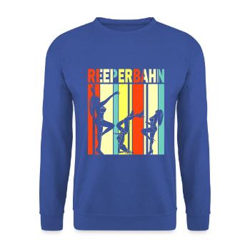 Reeperbahn Vintage Hamburg Striper St Pauli - Unisex Pullover - Royalblau - Vorne - Alina (178cm) & Michal (187cm)