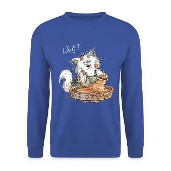 Töpfern Katze Keramik Hobby Töpfer Tierhumor - Unisex Pullover - Royalblau - Vorne - Alina (178cm) & Michal (187cm)