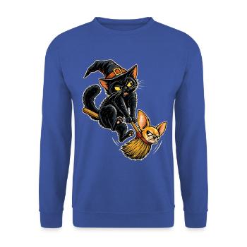 Halloween Hexenkatze mit störrischem - Unisex Pullover - Royalblau - Vorne - Alina (178cm) & Michal (187cm)