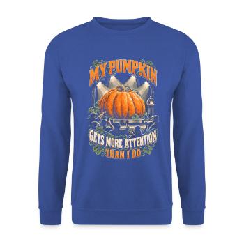Riesenkürbis My Pumpkin Gets More Attention Than I - Unisex Pullover - Royalblau - Vorne - Alina (178cm) & Michal (187cm)