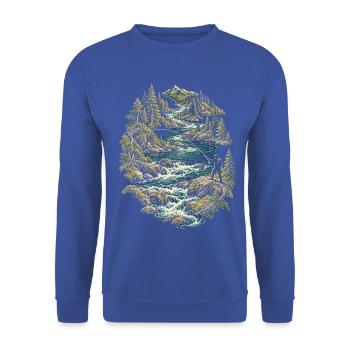 Fliegenfischen Fliegenangler - Unisex Pullover - Royalblau - Vorne - Alina (178cm) & Michal (187cm)