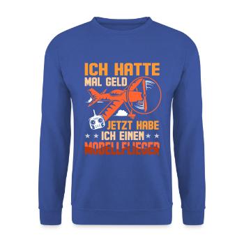Modellflieger Spruch Modell Flieger RC Flugzeug - Unisex Pullover - Royalblau - Vorne - Alina (178cm) & Michal (187cm)