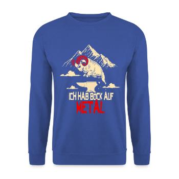 Bock Auf Metal Heavy Death Metal Musik Funny - Unisex Pullover - Royalblau - Vorne - Alina (178cm) & Michal (187cm)