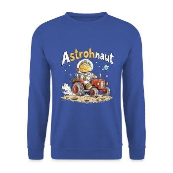 Astrohnaut Traktor Astronaut Landwirt Wortspiel - Unisex Pullover - Royalblau - Vorne - Alina (178cm) & Michal (187cm)