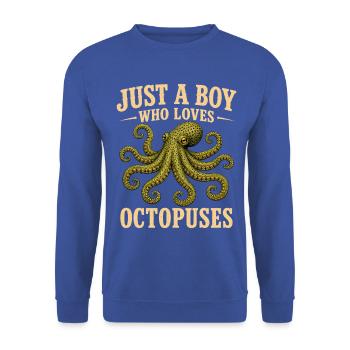 Just A Boy Who Loves Octopuses - Unisex Pullover - Royalblau - Vorne - Alina (178cm) & Michal (187cm)