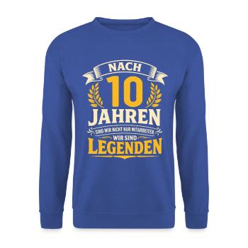 10 Jähriges Firmenjubiläum Dienstjubiläum Arbeit - Unisex Pullover - Royalblau - Vorne - Alina (178cm) & Michal (187cm)
