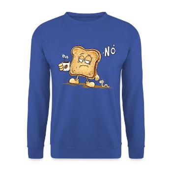 Nö Toast Morgenmuffel Kaffee Früher Vogel Humor - Unisex Pullover - Royalblau - Vorne - Alina (178cm) & Michal (187cm)