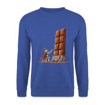 Epische Schokolade Mittelalter Ritter Fantasy - Unisex Pullover - Royalblau - Vorne - Alina (178cm) & Michal (187cm)