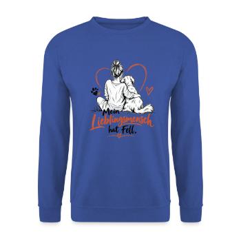 Mein Lieblingmensch hat Fell. - Unisex Pullover - Royalblau - Vorne - Alina (178cm) & Michal (187cm)