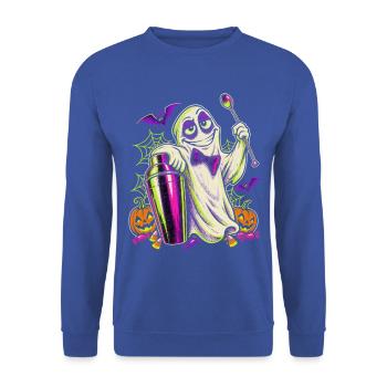 Halloween Geist Barkeeper für Nachtschicht Barteam - Unisex Pullover - Royalblau - Vorne - Alina (178cm) & Michal (187cm)