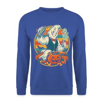 Halloween Barkeeper Geist mit Cocktailshaker für - Unisex Pullover - Royalblau - Vorne - Alina (178cm) & Michal (187cm)