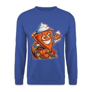 Herbstkuchen-Lächel-Schnitte - Unisex Pullover - Royalblau - Vorne - Alina (178cm) & Michal (187cm)