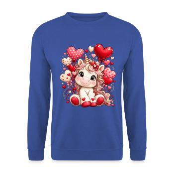 Einhorn Valentinstag Geschenk Freundin Frau - Unisex Pullover - Royalblau - Vorne - Alina (178cm) & Michal (187cm)