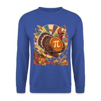 Thanksgiving-Truthahn mit Kürbis-Pi für Mathefans - Unisex Pullover - Royalblau - Vorne - Alina (178cm) & Michal (187cm)