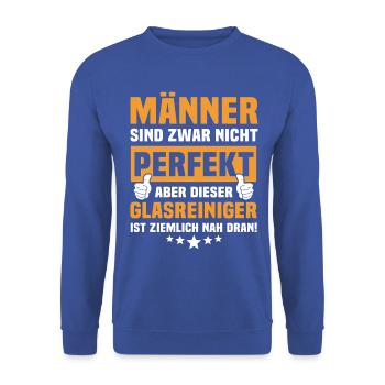 Lustige Glasreiniger Sprüche - Unisex Pullover - Royalblau - Vorne - Alina (178cm) & Michal (187cm)