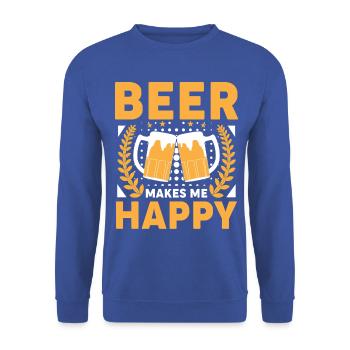 Bierfreude: Zwei Gläser stoßen - Unisex Pullover - Royalblau - Vorne - Alina (178cm) & Michal (187cm)