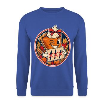 Thanksgiving Kürbiskuchen Zu Süß Zum Anschneiden - Unisex Pullover - Royalblau - Vorne - Alina (178cm) & Michal (187cm)