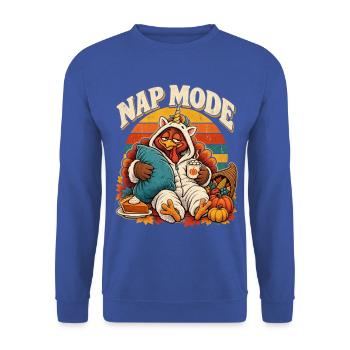 Thanksgiving-Truthahn Nap Mode Eltern - Unisex Pullover - Royalblau - Vorne - Alina (178cm) & Michal (187cm)