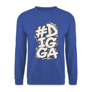 Digga – Cooler Graffiti Schriftzug im Streetstyle - Unisex Pullover - Royalblau - Vorne - Alina (178cm) & Michal (187cm)