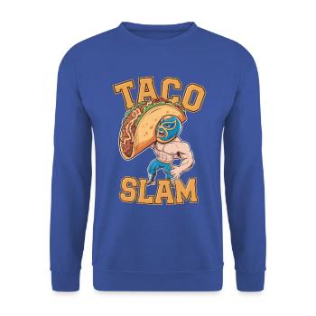 Taco Slam Wrestler Lucha Libre Taco - Unisex Pullover - Royalblau - Vorne - Alina (178cm) & Michal (187cm)