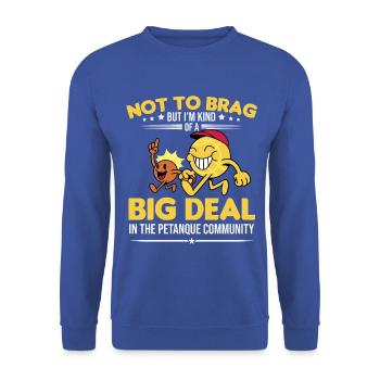 Not To Brag – Boule Kugeln Comic Big Deal - Unisex Pullover - Royalblau - Vorne - Alina (178cm) & Michal (187cm)