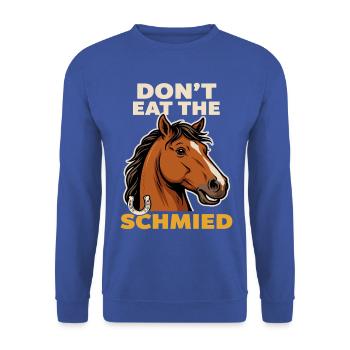 Don't Eat the Schmied Pferd - Unisex Pullover - Royalblau - Vorne - Alina (178cm) & Michal (187cm)