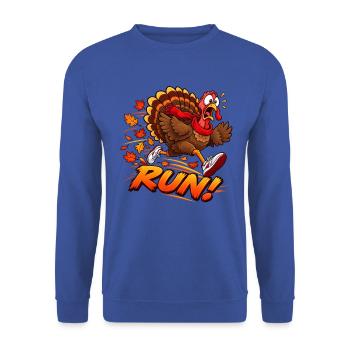 Turkey Run Costume Thanksgiving Running - Unisex Pullover - Royalblau - Vorne - Alina (178cm) & Michal (187cm)