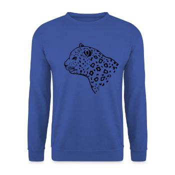 Leopard Cat Zoo Safari Africa Nature Gift - Unisex Sweatshirt - royal blue - Front - Alina (178cm) & Michal (187cm)