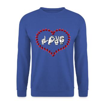 Amour ASL langue des signes américaine. Silhouette de coeur - Sweat-shirt Unisexe - bleu royal - Devant - Alina (178cm) & Michal (187cm)