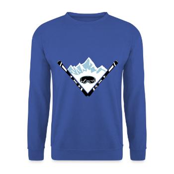 Ski, Berge und Skibrille - Unisex Pullover - Royalblau - Vorne - Alina (178cm) & Michal (187cm)