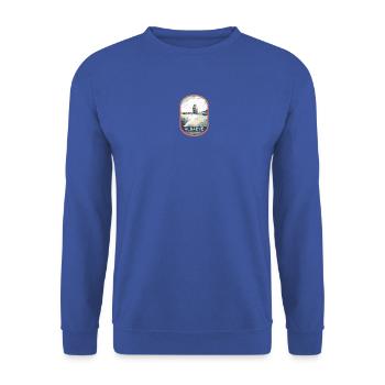 Retro-Abzeichen, Algarve Portugal, Strand Sommersonne - Unisex Pullover - Royalblau - Vorne - Alina (178cm) & Michal (187cm)