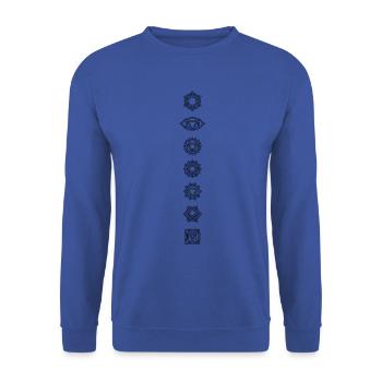7 centres énergétiques alignés des chakras noirs - Sweat-shirt Unisexe - bleu royal - Devant - Alina (178cm) & Michal (187cm)