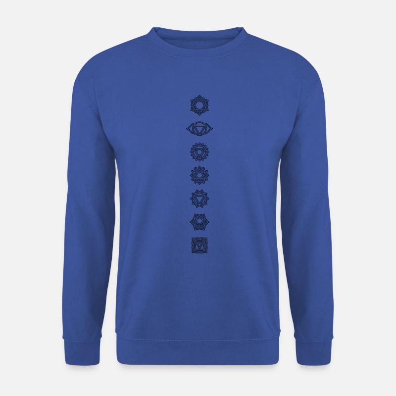 7 Chakras Aligned Energy Centres Black - Unisex Sweatshirt - royal blue