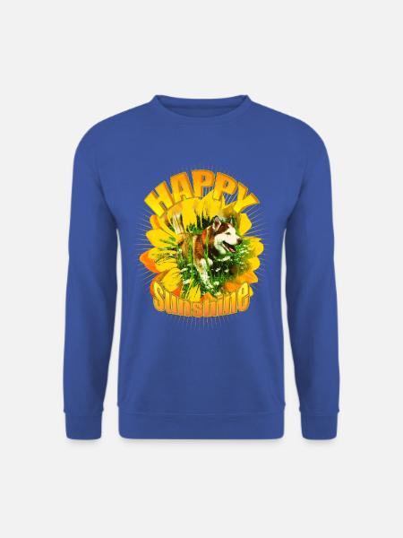 Happiness Dog Sunflower Design - Unisex Pullover - Royalblau